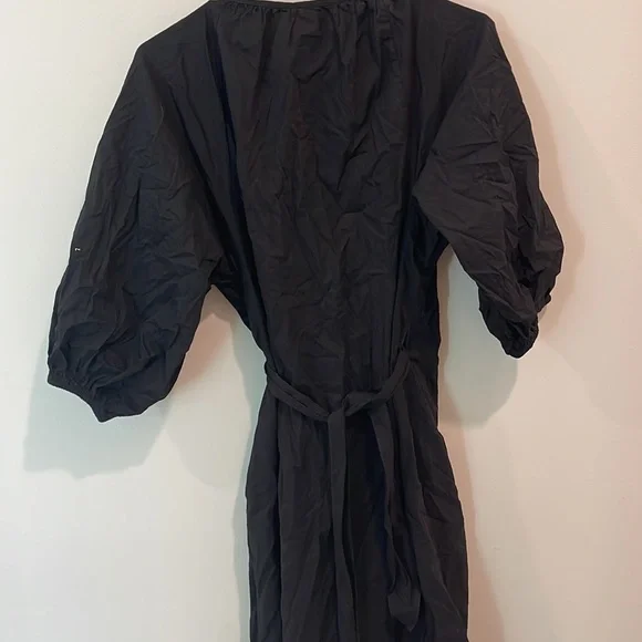 Modern Citizen Black Wrap Dress with Puff Sleeves - Picture 3 of 6